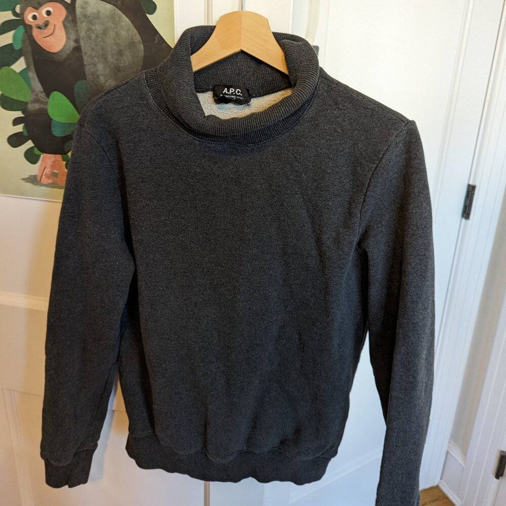 A.P.C. cotton turtleneck, dark gray, size Men's small